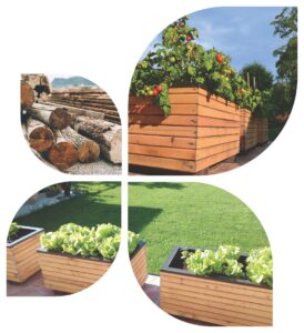 Moja Kišta logotip – lesene visoke grede za vrt, balkon in teraso